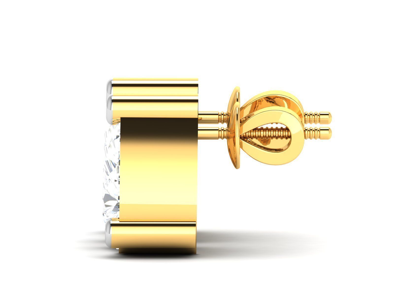 Earrings-2840 diamond stud earring gold 3D print model_4