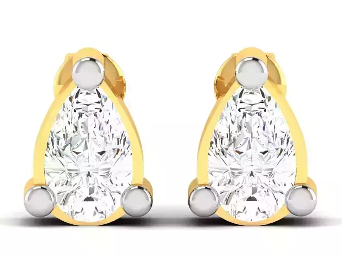 Earrings-2840 diamond stud earring gold 3D print model