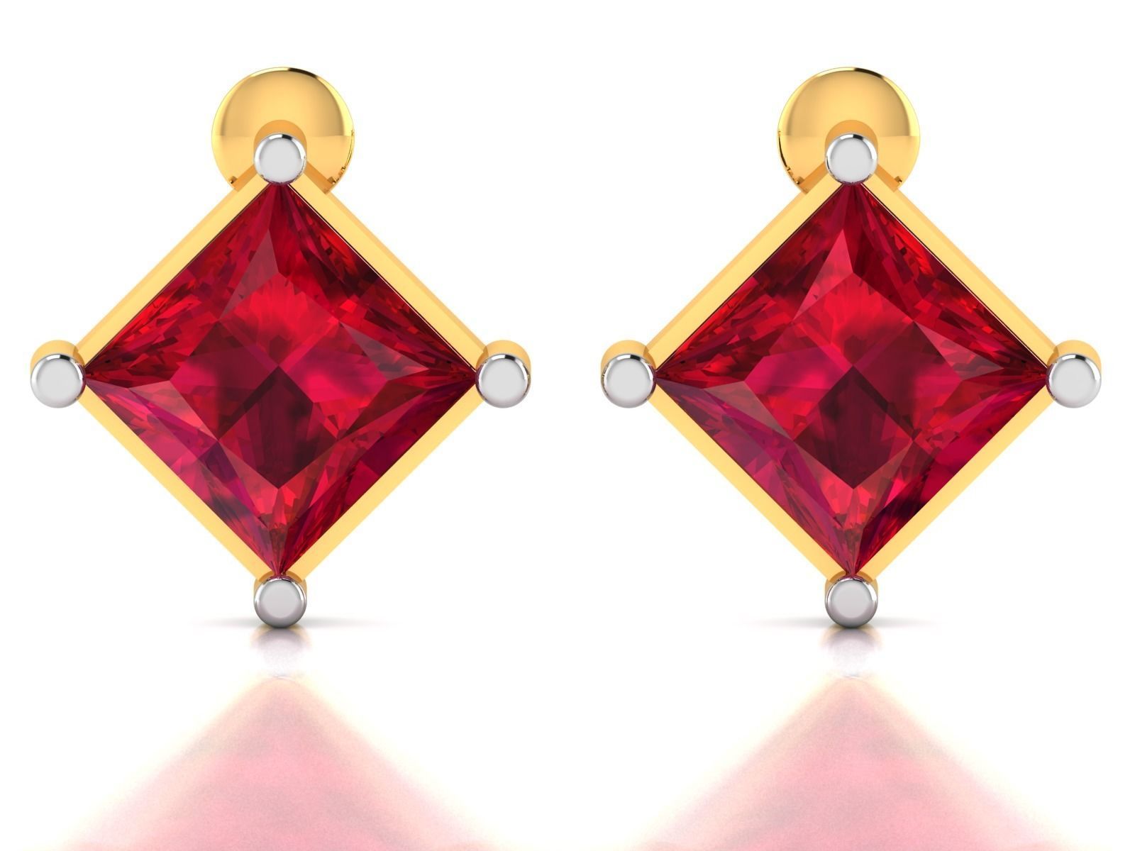 Earrings-2839 ruby stud earrings gold 3D print model_4