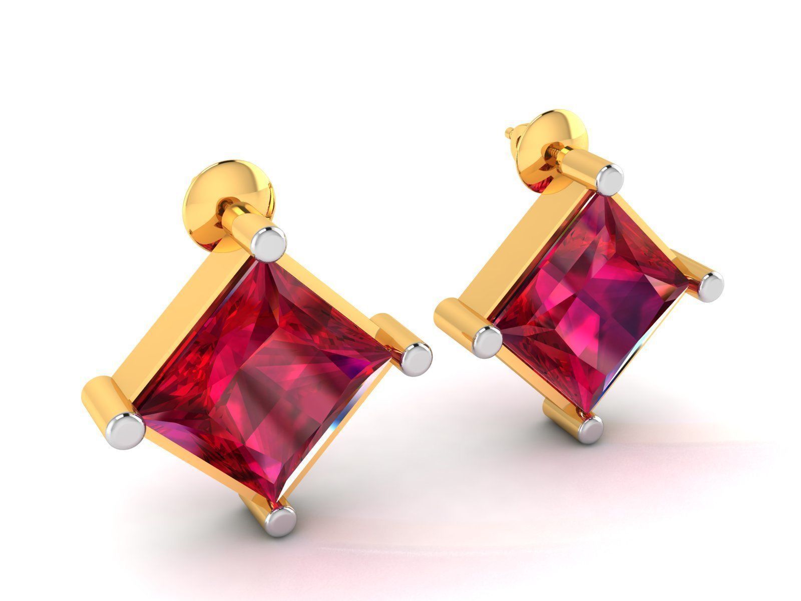Earrings-2839 ruby stud earrings gold 3D print model_2