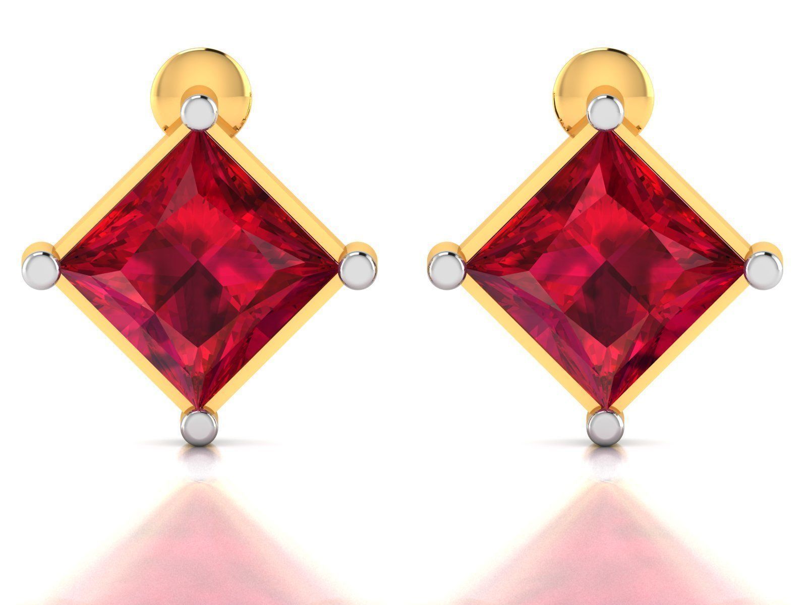 Earrings-2839 ruby stud earrings gold 3D print model_1