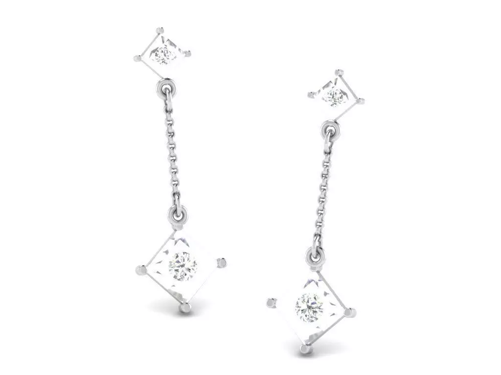 Earrings-2837 diamond drop earrings gold 3D print model_0