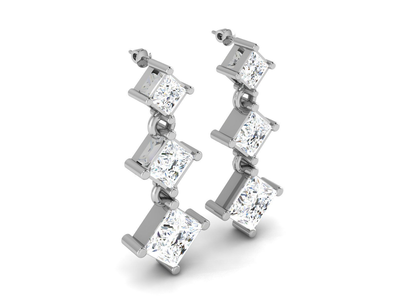 Earrings-2836 sterling silver earring with diamonds 3D print model_2