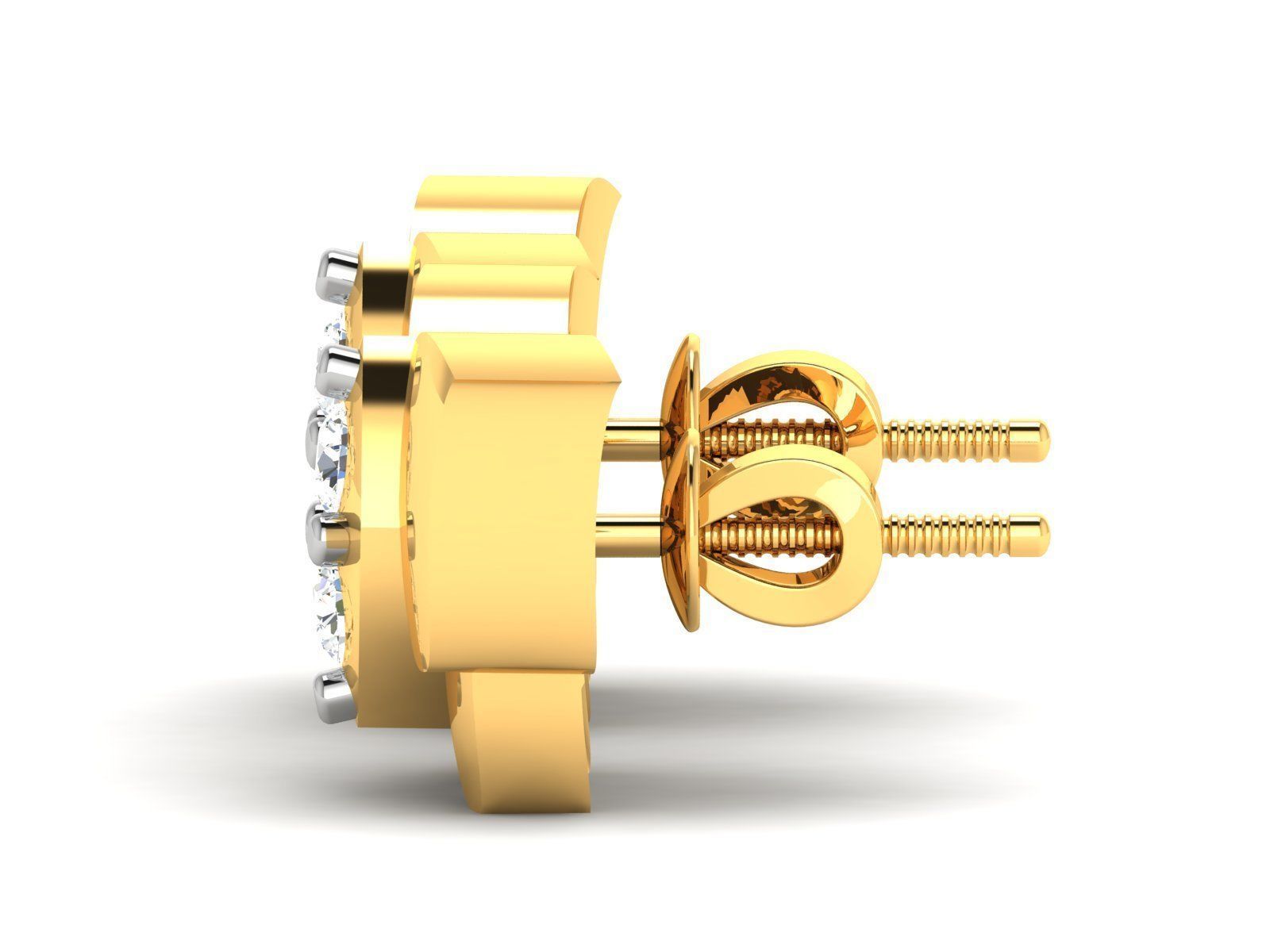 Earrings-2830 gold diamond stud earring 3D print model_5