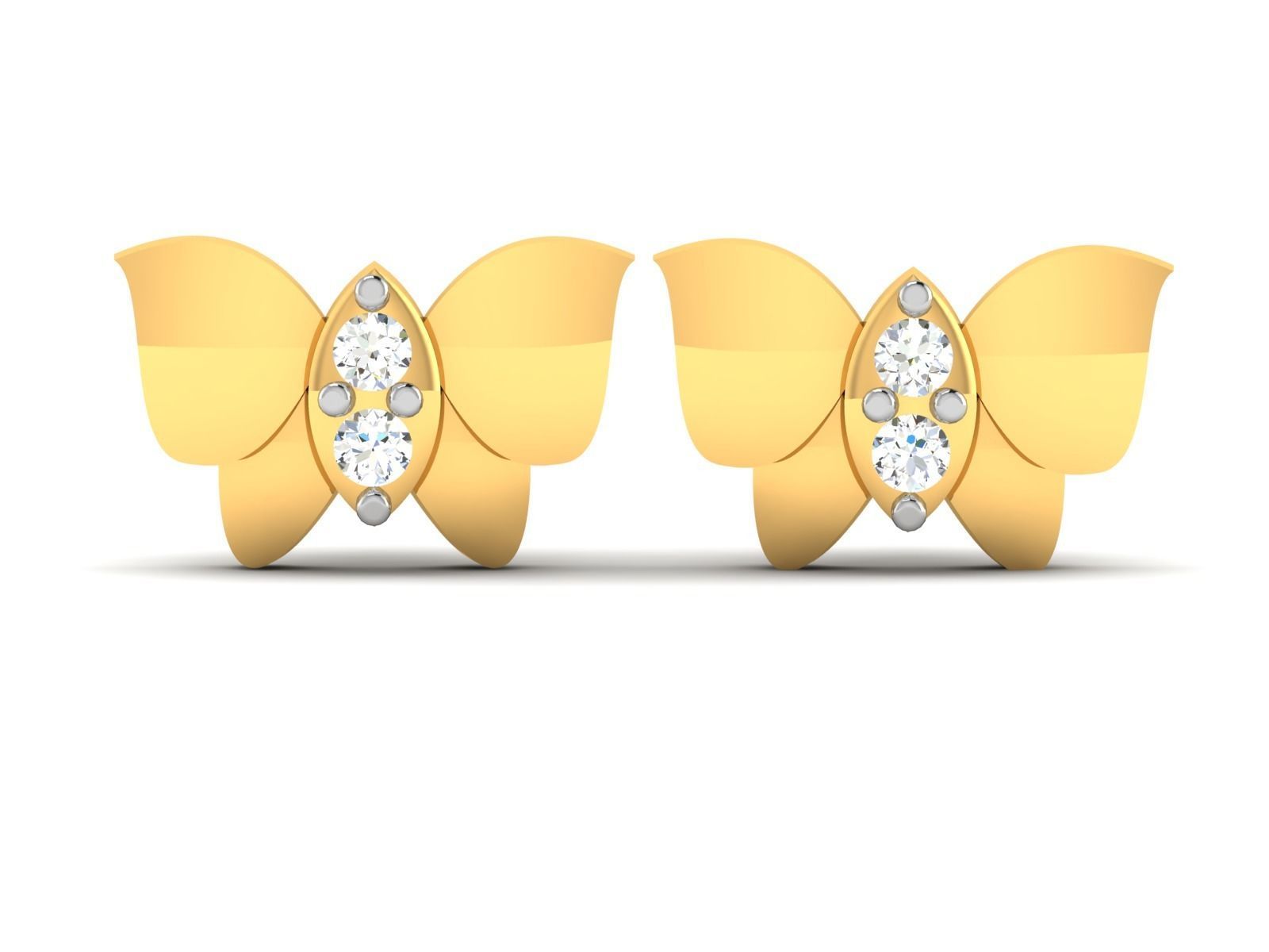 Earrings-2830 gold diamond stud earring 3D print model_7