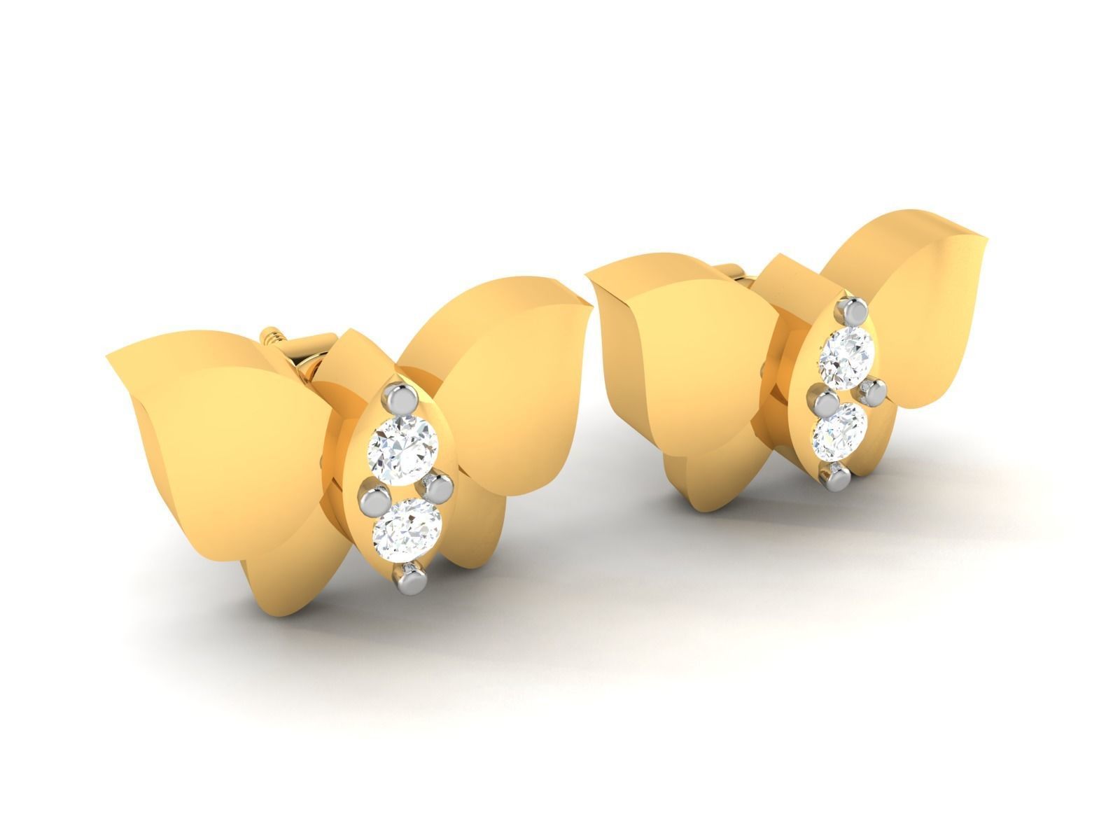 Earrings-2830 gold diamond stud earring 3D print model_4