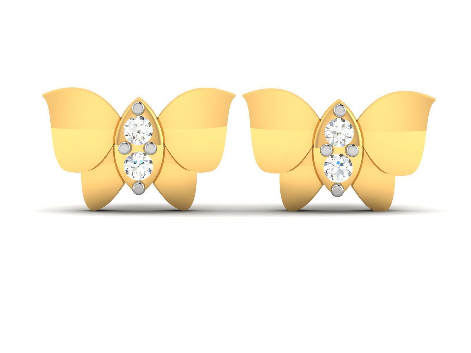 Earrings-2830 gold diamond stud earring 3D print model_1