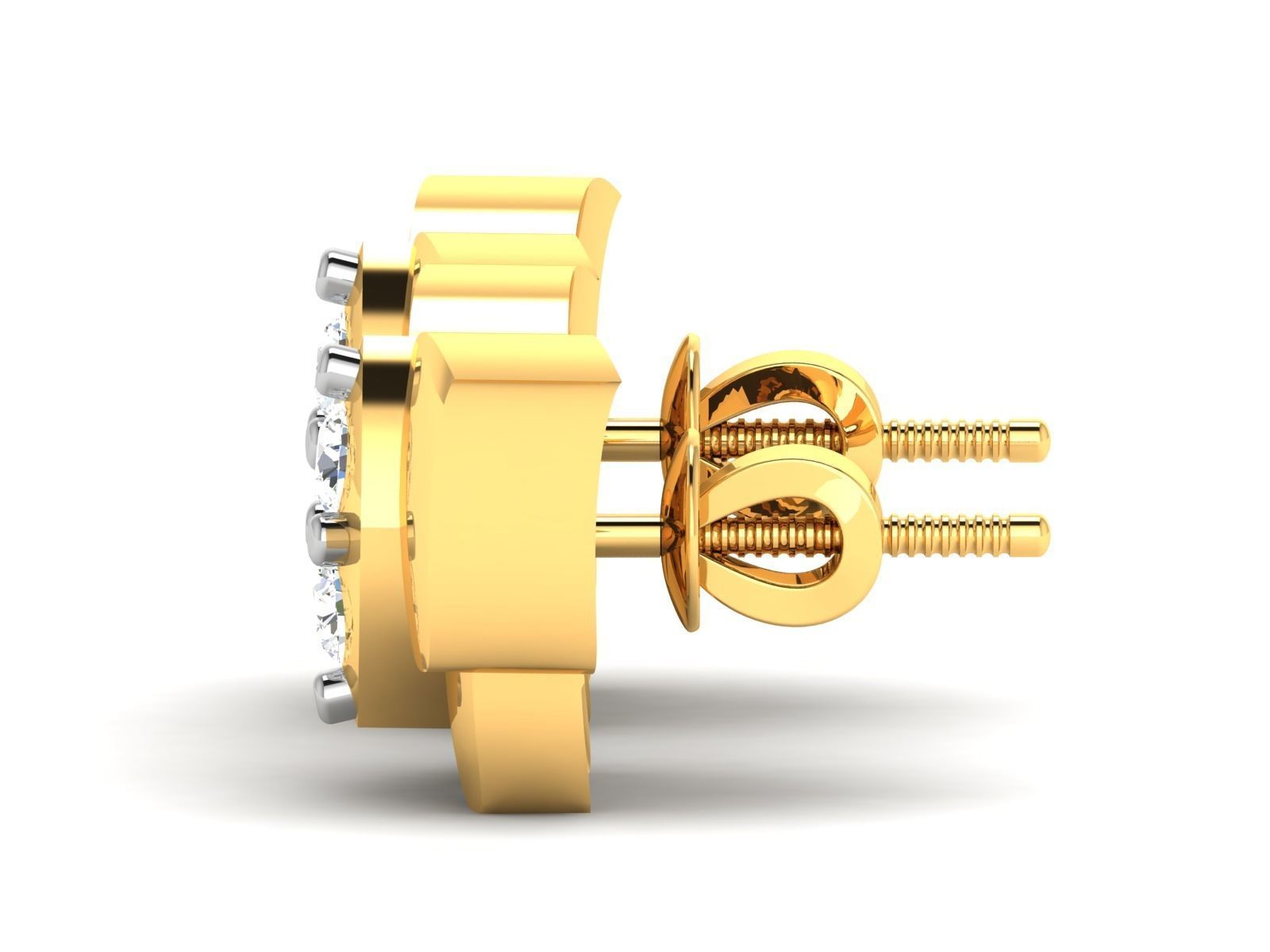 Earrings-2830 gold diamond stud earring 3D print model_6