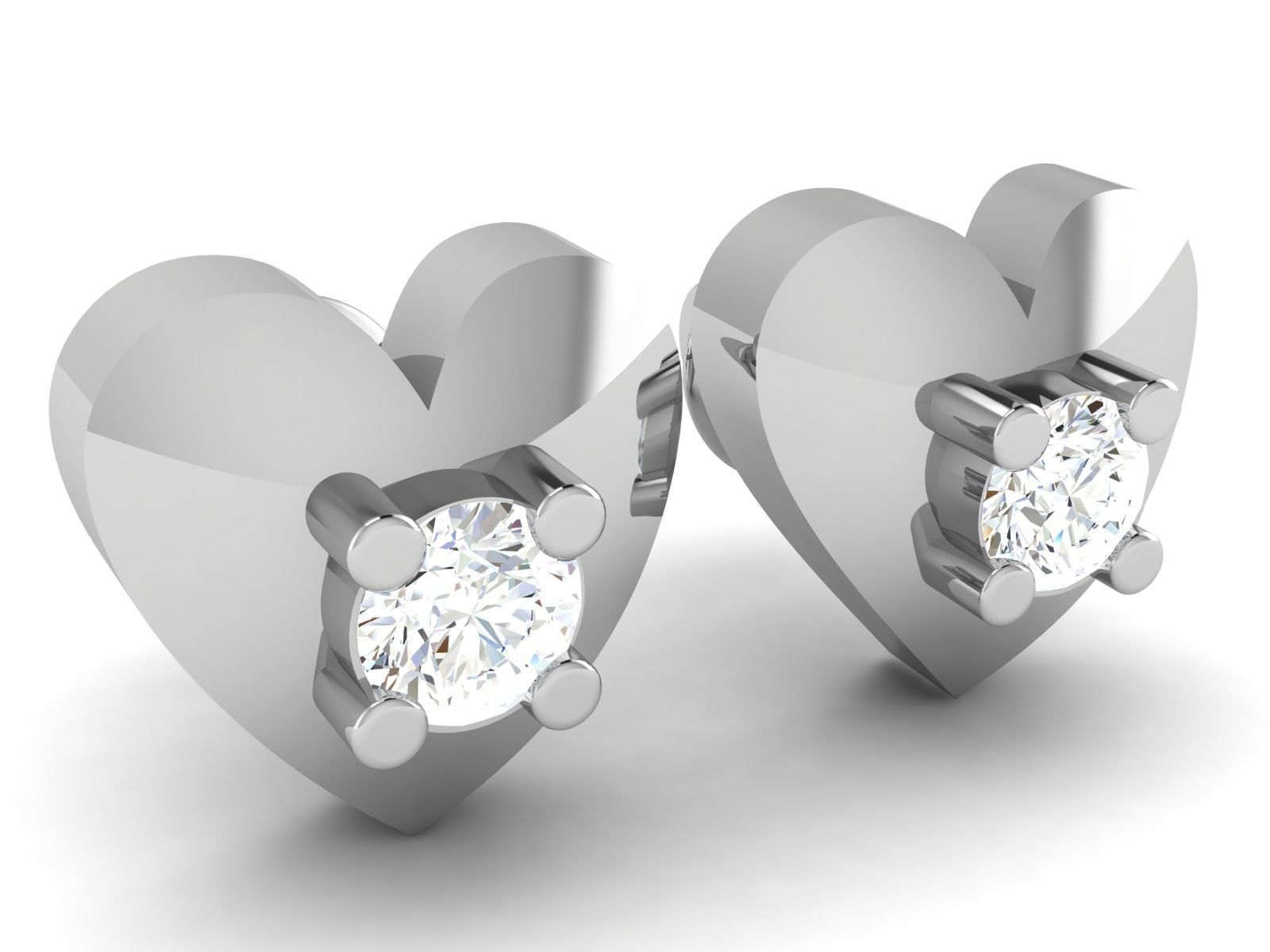 Earrings-2829 pair of heart shaped diamond stud earrings 3D print model_7