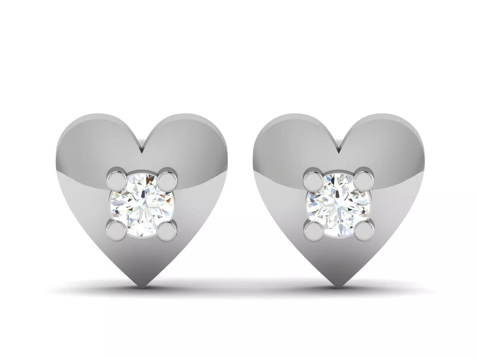 Earrings-2829 pair of heart shaped diamond stud earrings 3D print model_0