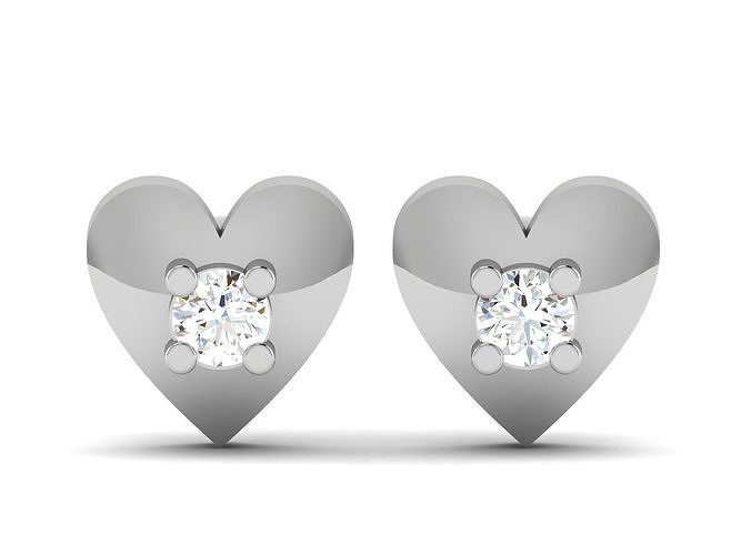 Earrings-2829 pair of heart shaped diamond stud earrings 3D print model