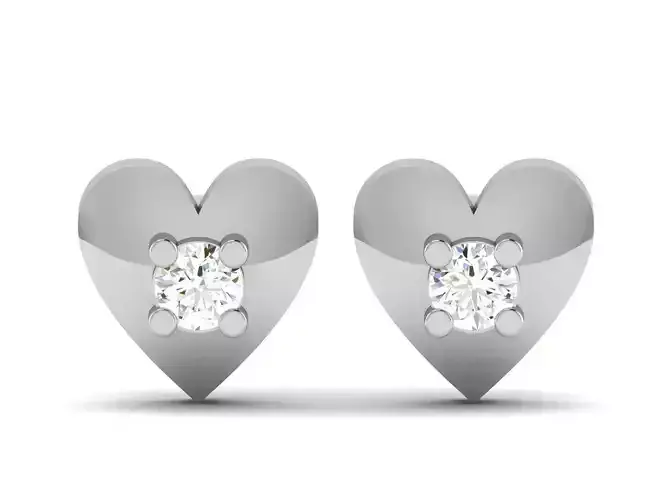 Earrings-2829 pair of heart shaped diamond stud earrings 3D print model