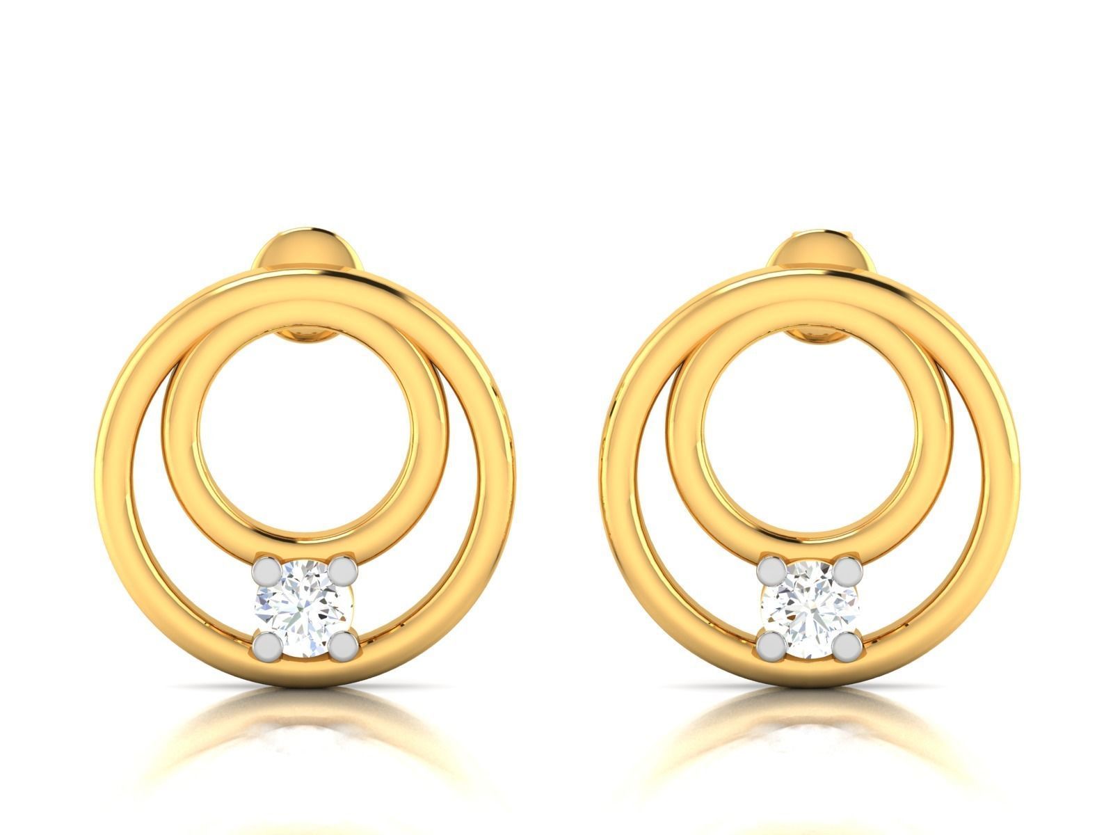 Earrings-2827 diamond stud earring gold 3D print model_2