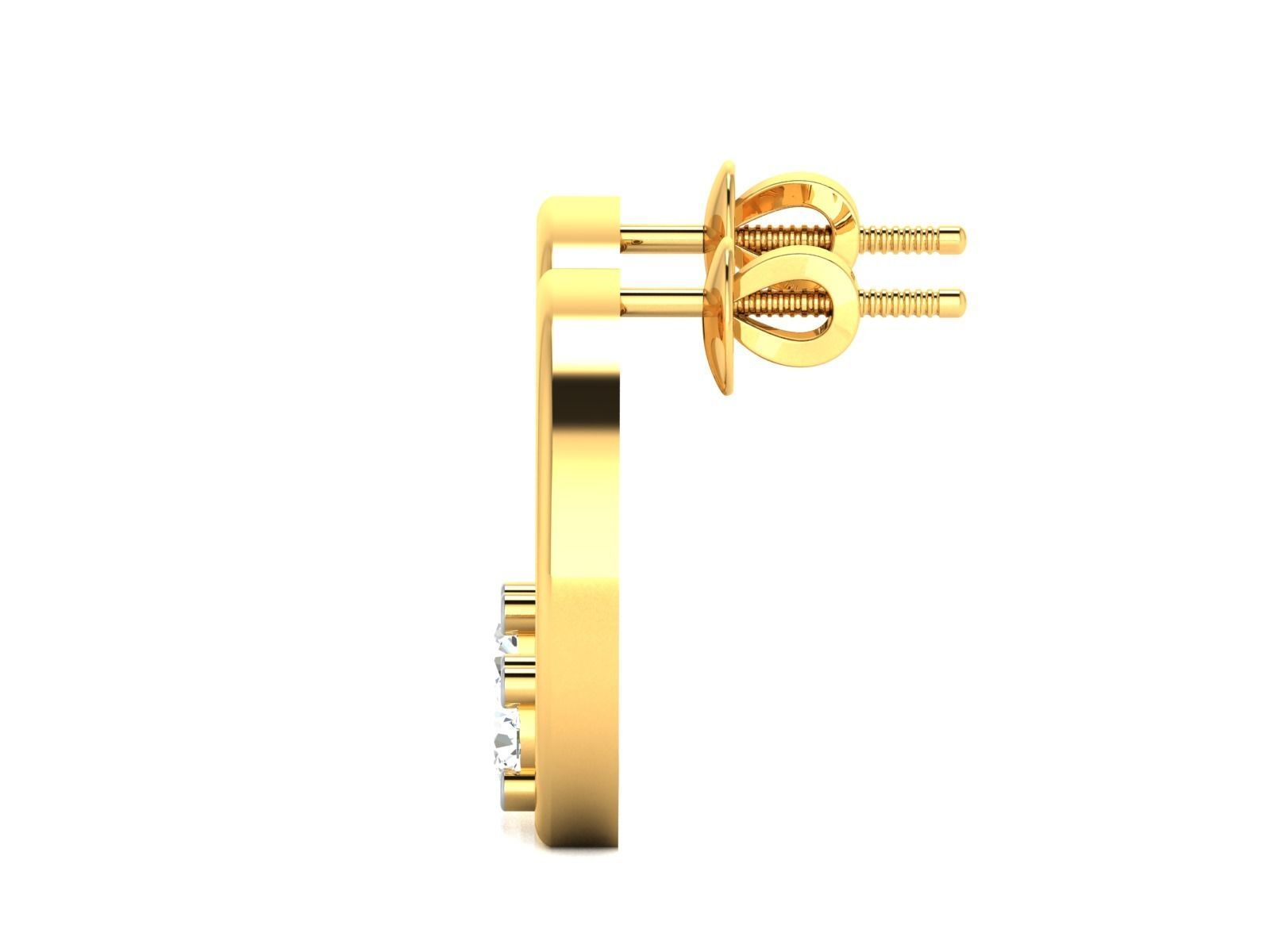 Earrings-2827 diamond stud earring gold 3D print model_5