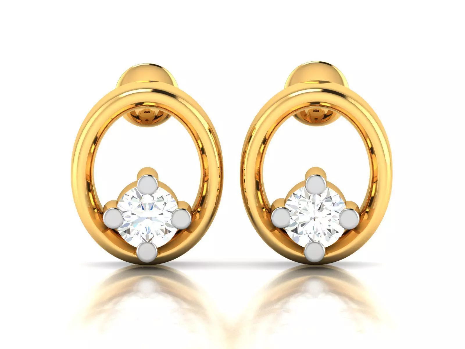 Earrings-2825 two diamond stud earrings gold 3D print model_0