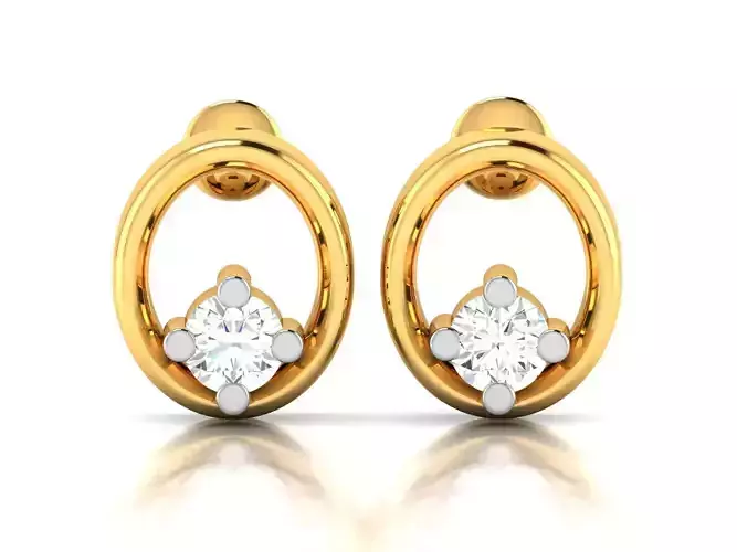 Earrings-2825 two diamond stud earrings gold 3D print model