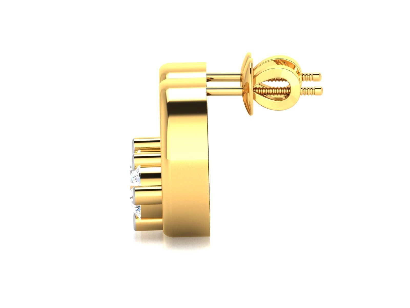 Earrings-2825 two diamond stud earrings gold 3D print model_7