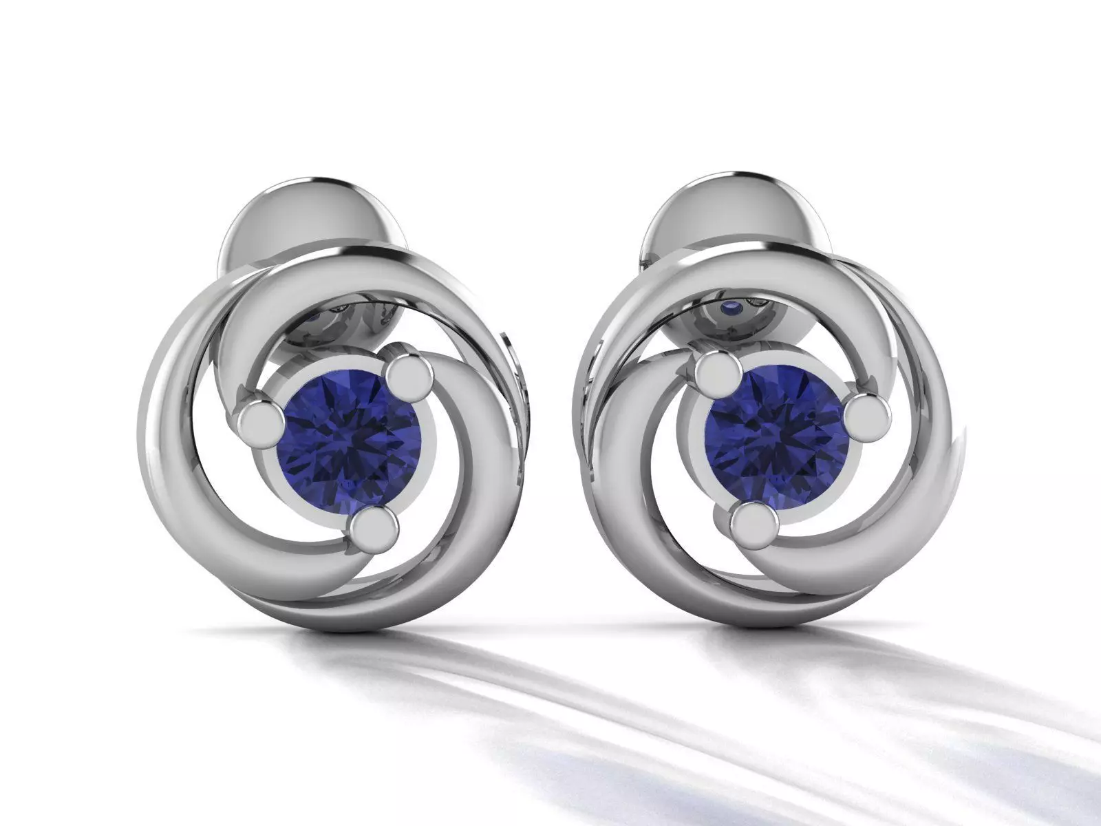 Earrings-2823 pair of sapphire earrings 3D print model_0