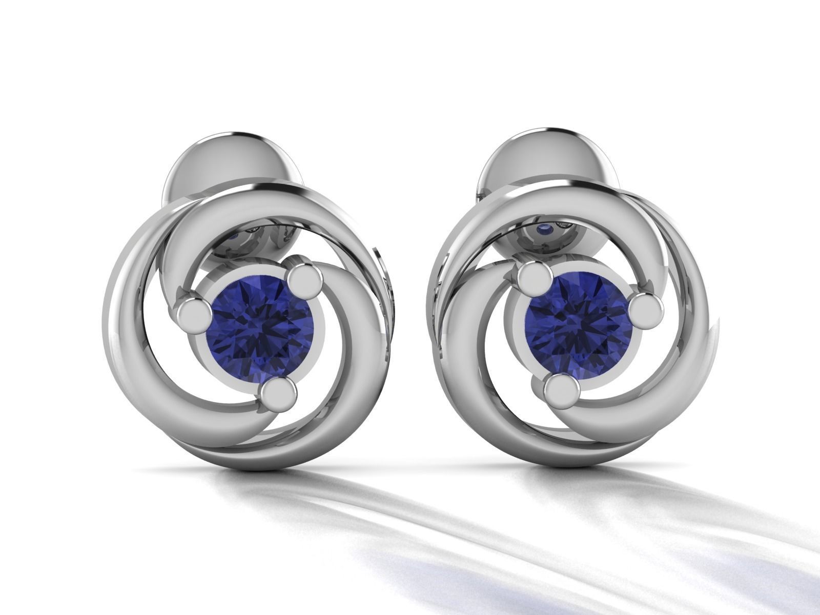 Earrings-2823 pair of sapphire earrings 3D print model_4