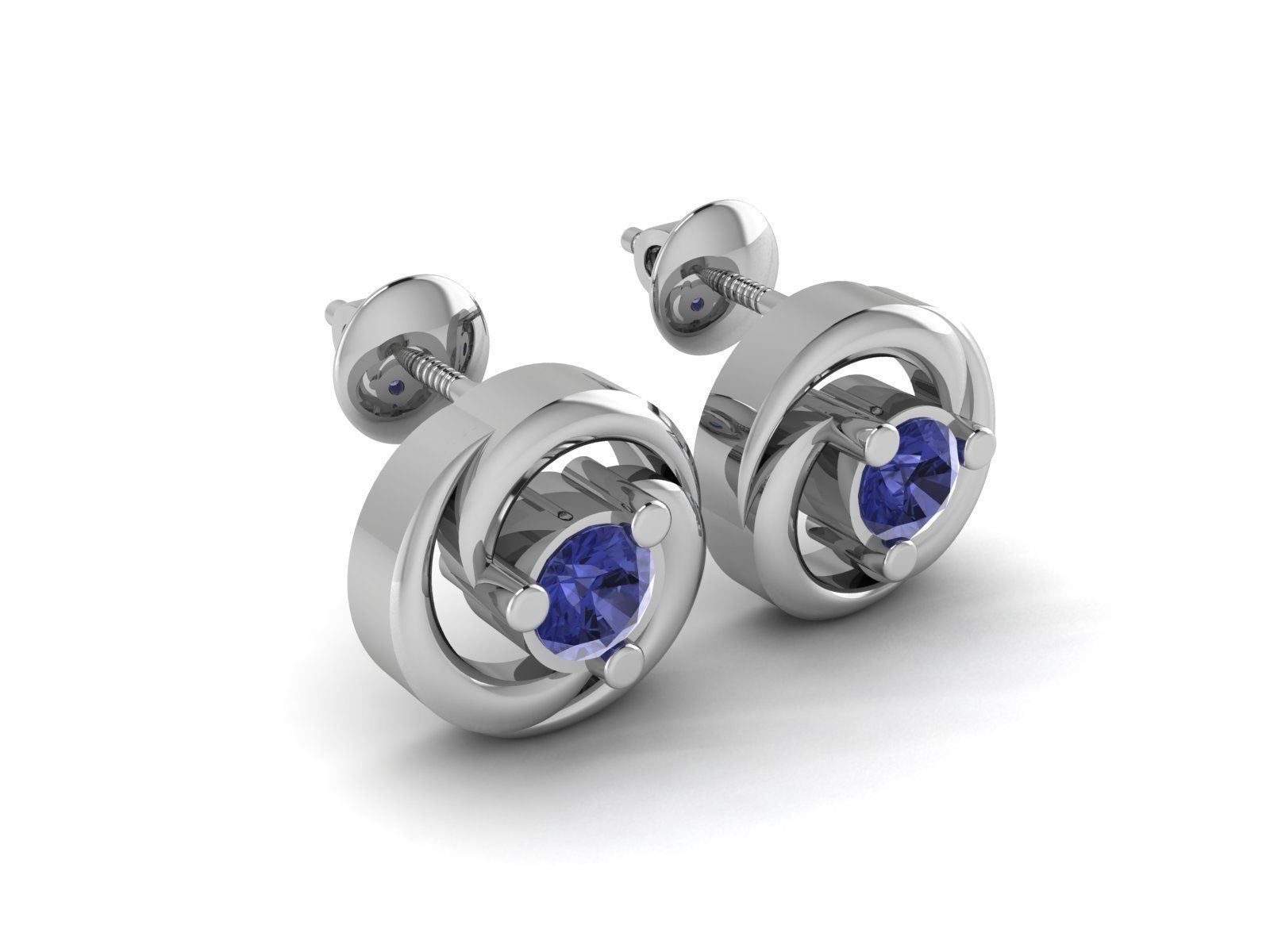 Earrings-2823 pair of sapphire earrings 3D print model_2
