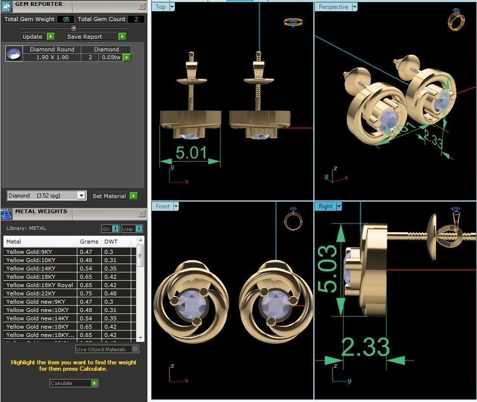 Earrings-2823 pair of sapphire earrings 3D print model_1