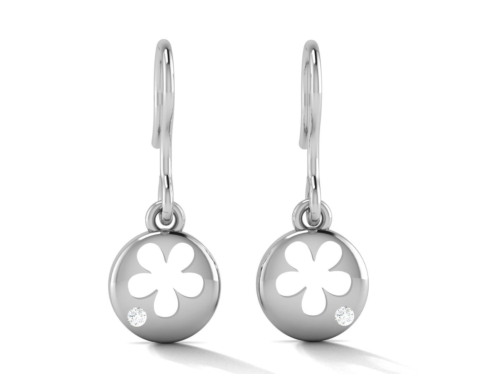 Earrings-2818 dahlia earrings in sterling silver with diamonds 3D print model_4