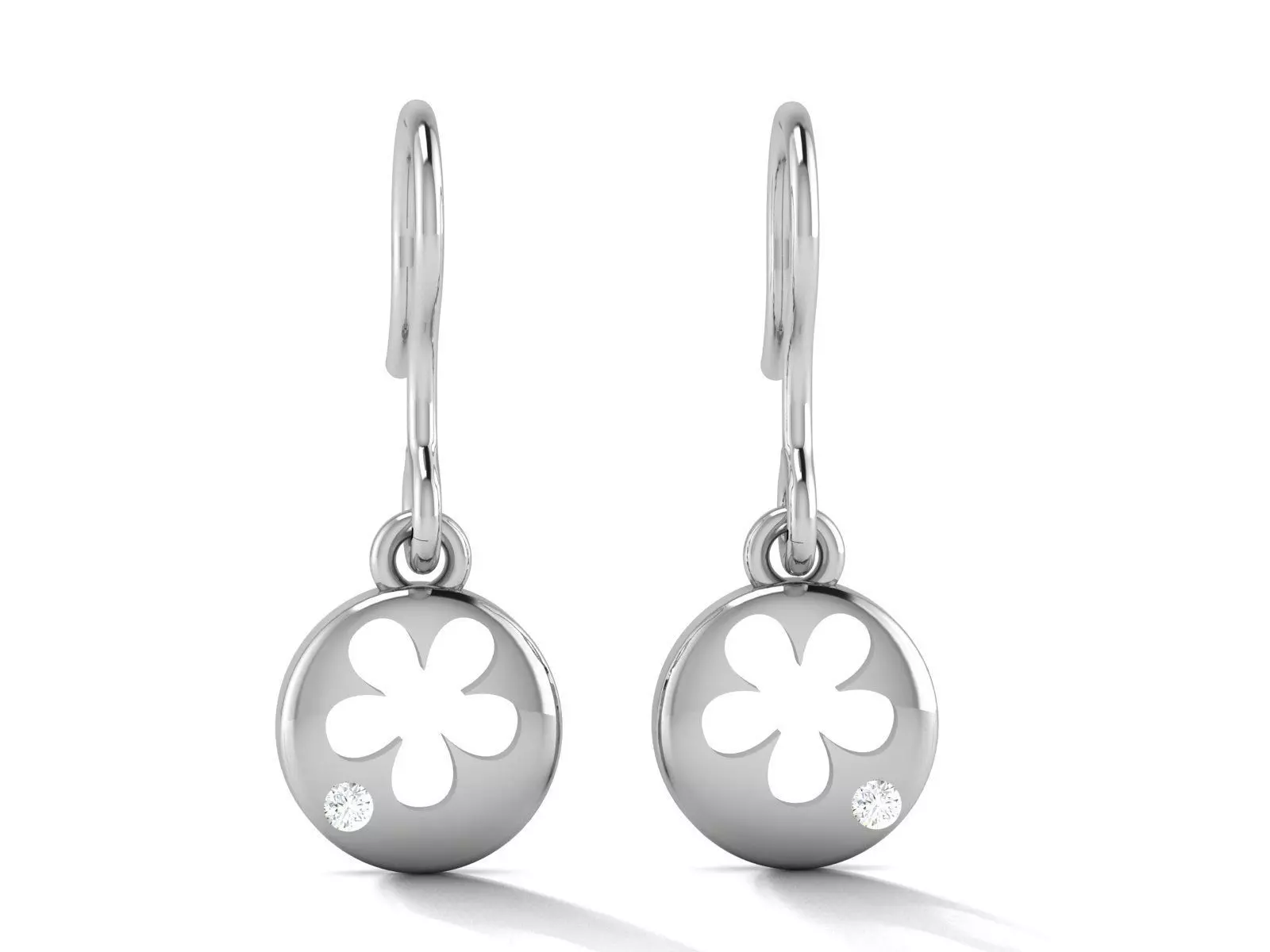 Earrings-2818 dahlia earrings in sterling silver with diamonds 3D print model_0