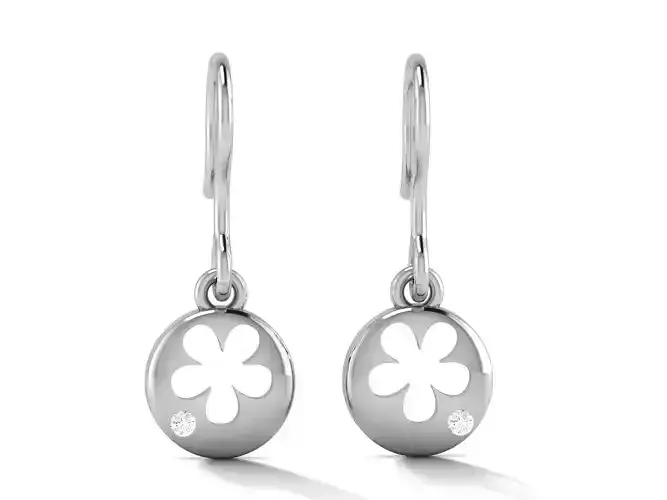 Earrings-2818 dahlia earrings in sterling silver with diamonds 3D print model
