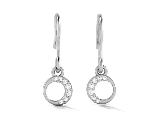 Earrings-2817 round diamond dangle earrings in gold 3D print model