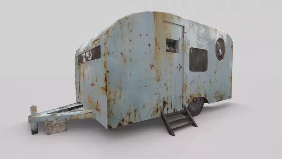 Old Rustic Trailer 3D model_0