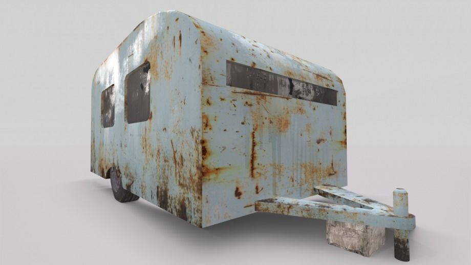 Old Rustic Trailer 3D model_5