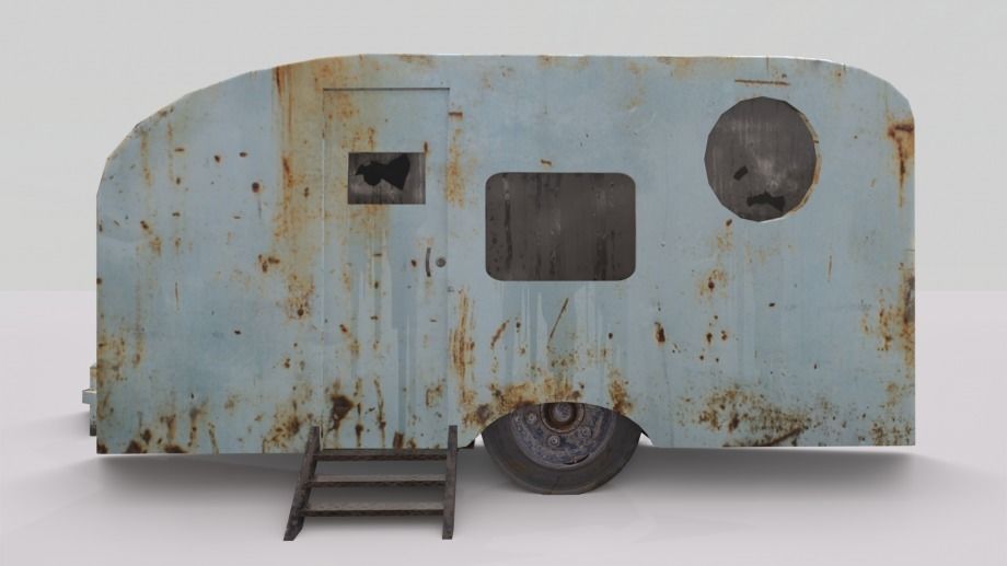 Old Rustic Trailer 3D model_2