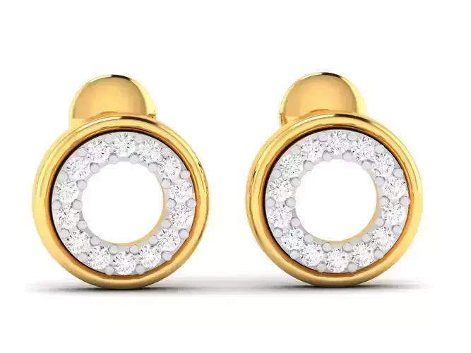 Earrings-2816 round diamond stud earrings gold