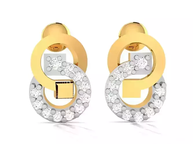 Earrings-2814 pair of gold earrings with diamonds