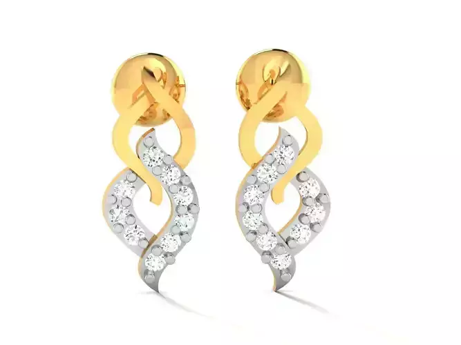 Earrings-2802 pair of gold and diamond earrings