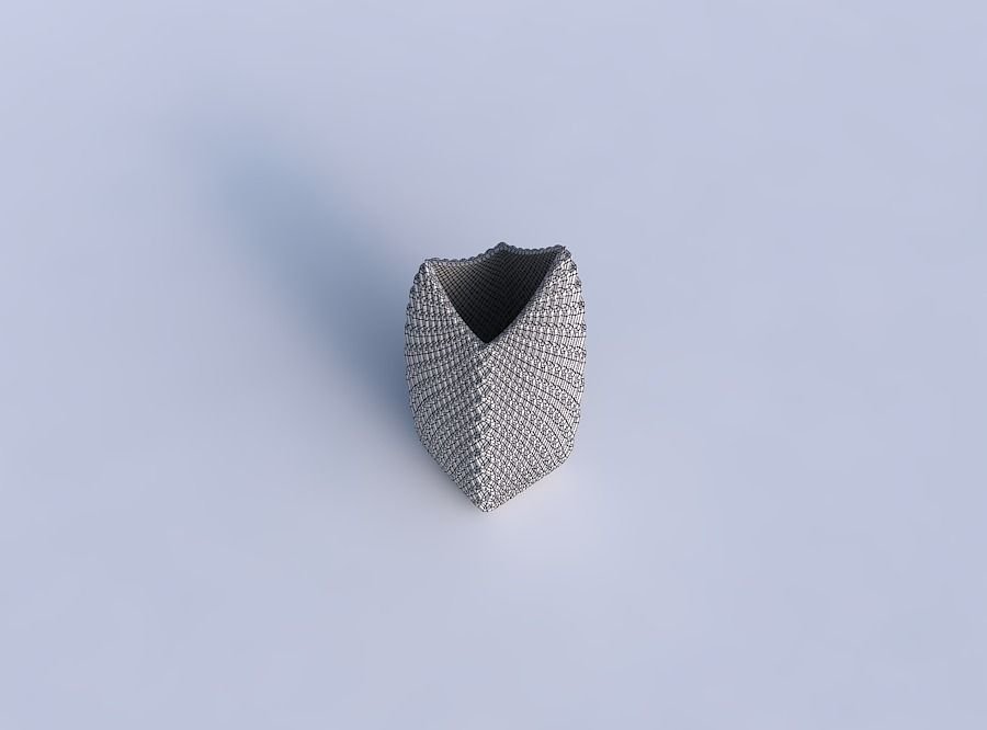 Vase double arc rectangle with grid piramides 2 3D print model_6