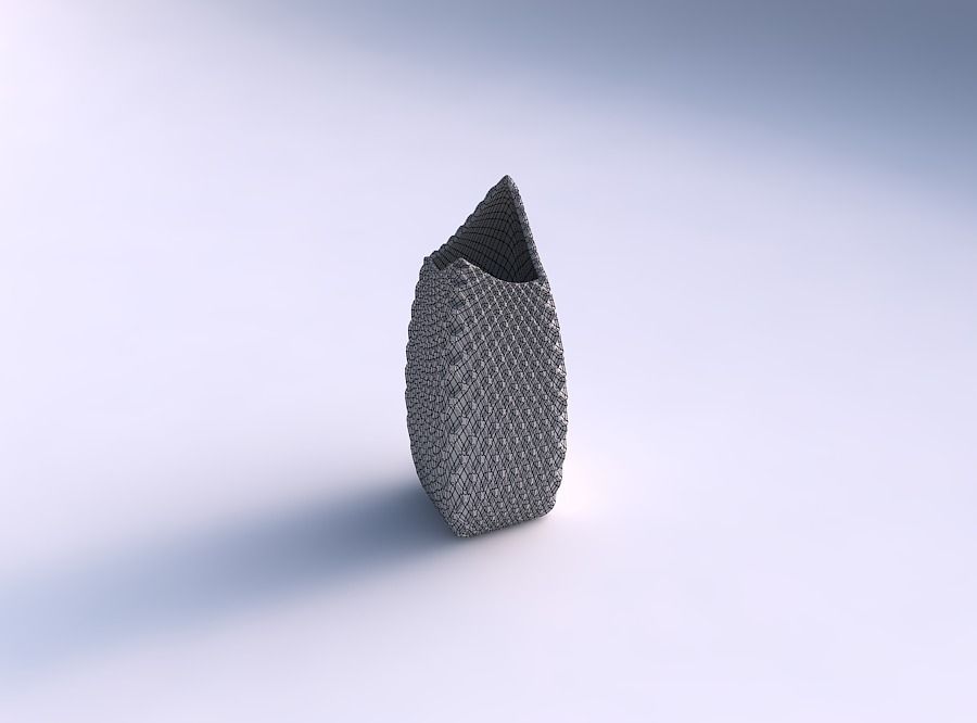 Vase double arc rectangle with grid piramides 2 3D print model_5