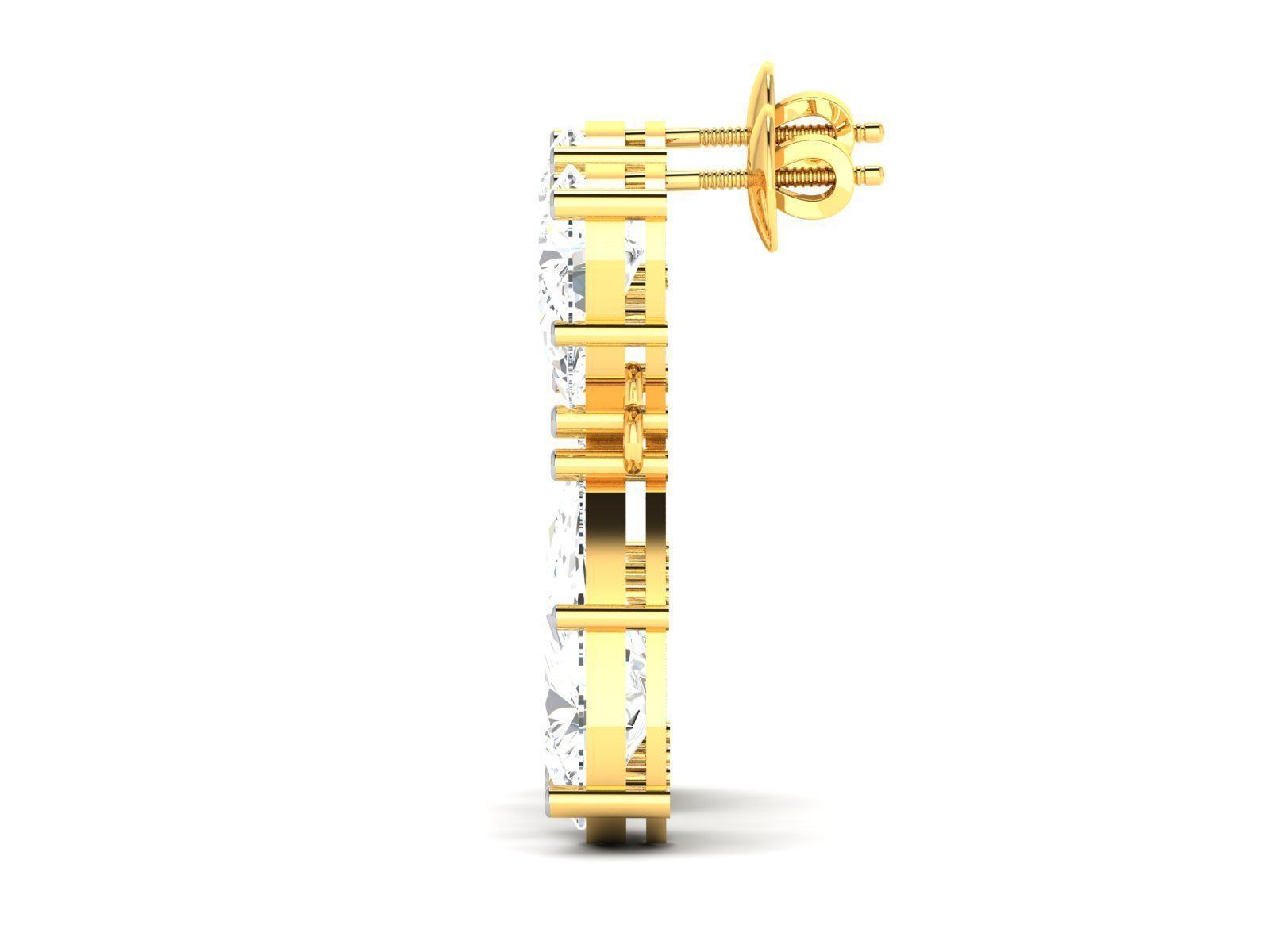 Earrings-2793 pear shaped diamond earrings gold 3D print model_6