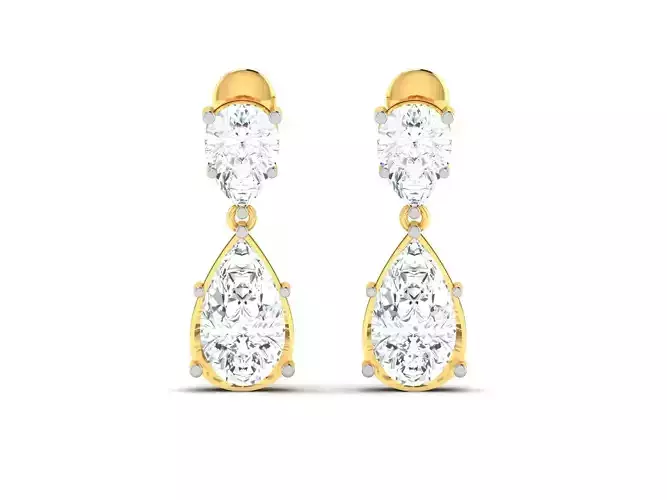 Earrings-2793 pear shaped diamond earrings gold 3D print model