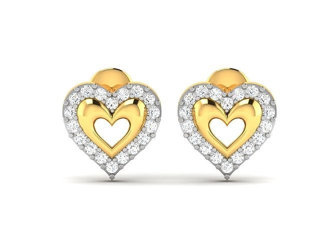 Earrings-2792 gold earring with diamonds 3D print model