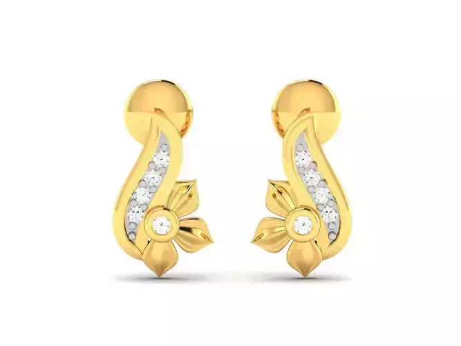 Earrings-2791 pair of gold earrings with diamonds