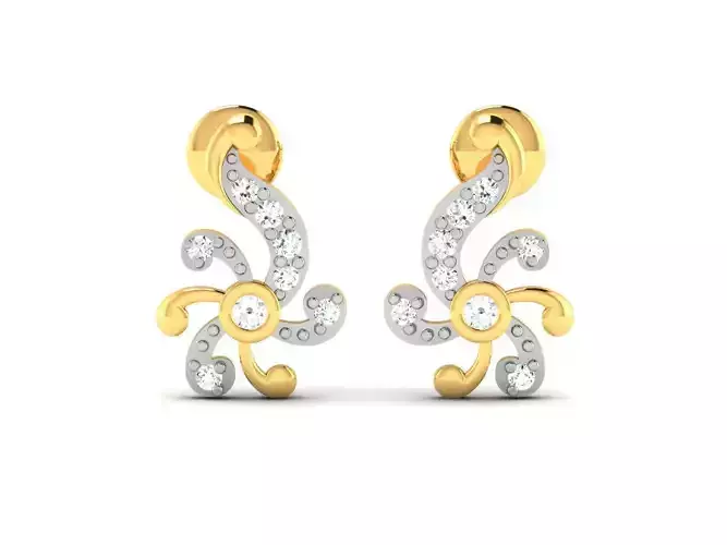 Earrings-2789 pair of earrings with diamonds and gold plating 3D print model