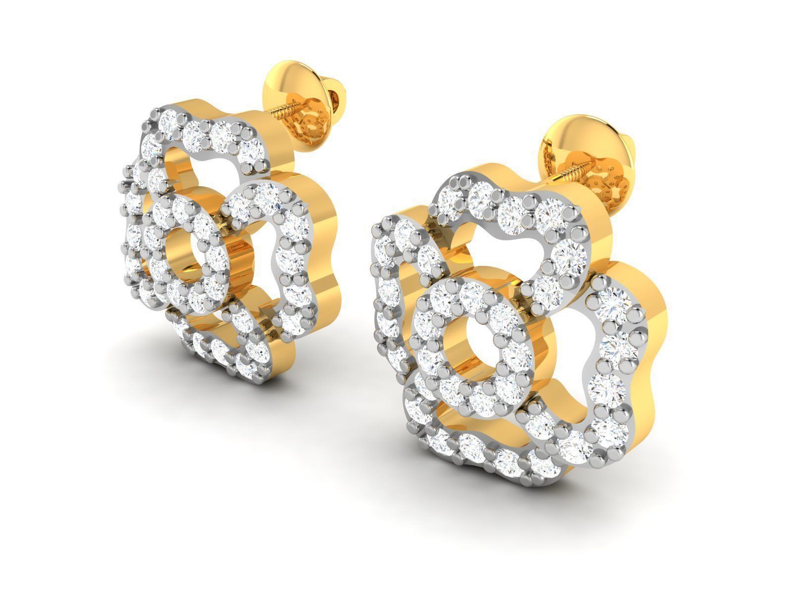 Earrings-2785 diamond earring gold 3D print model_2