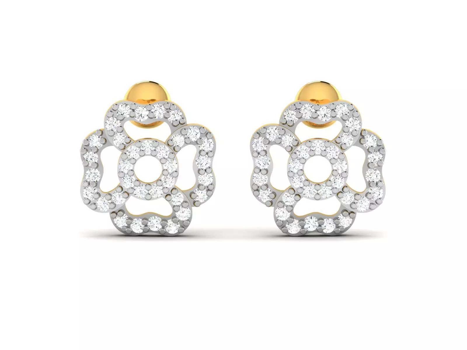 Earrings-2785 diamond earring gold 3D print model_0