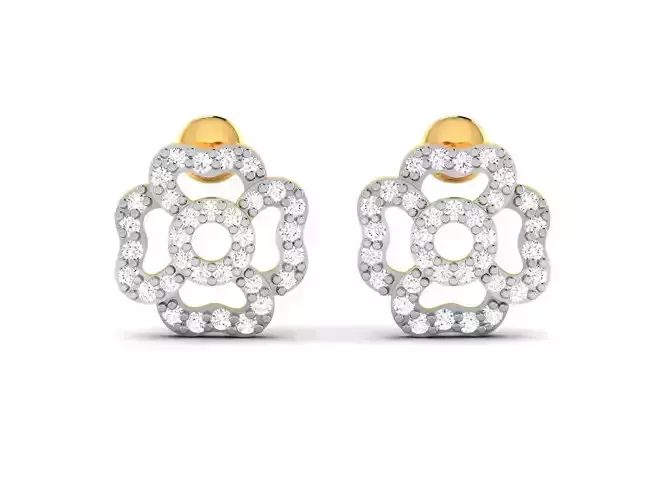 Earrings-2785 diamond earring gold 3D print model
