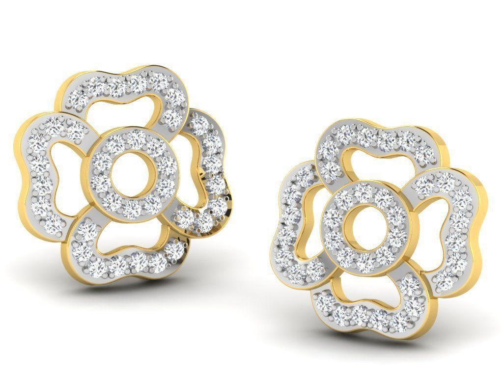 Earrings-2785 diamond earring gold 3D print model_7