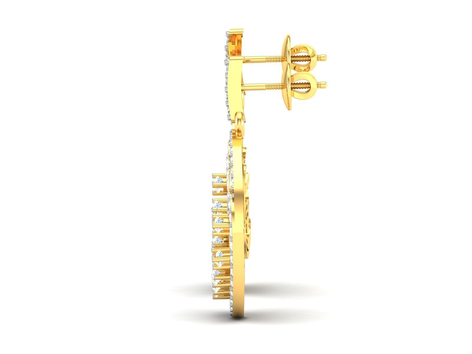 Earrings-2783 gold earring with diamonds 3D print model_5