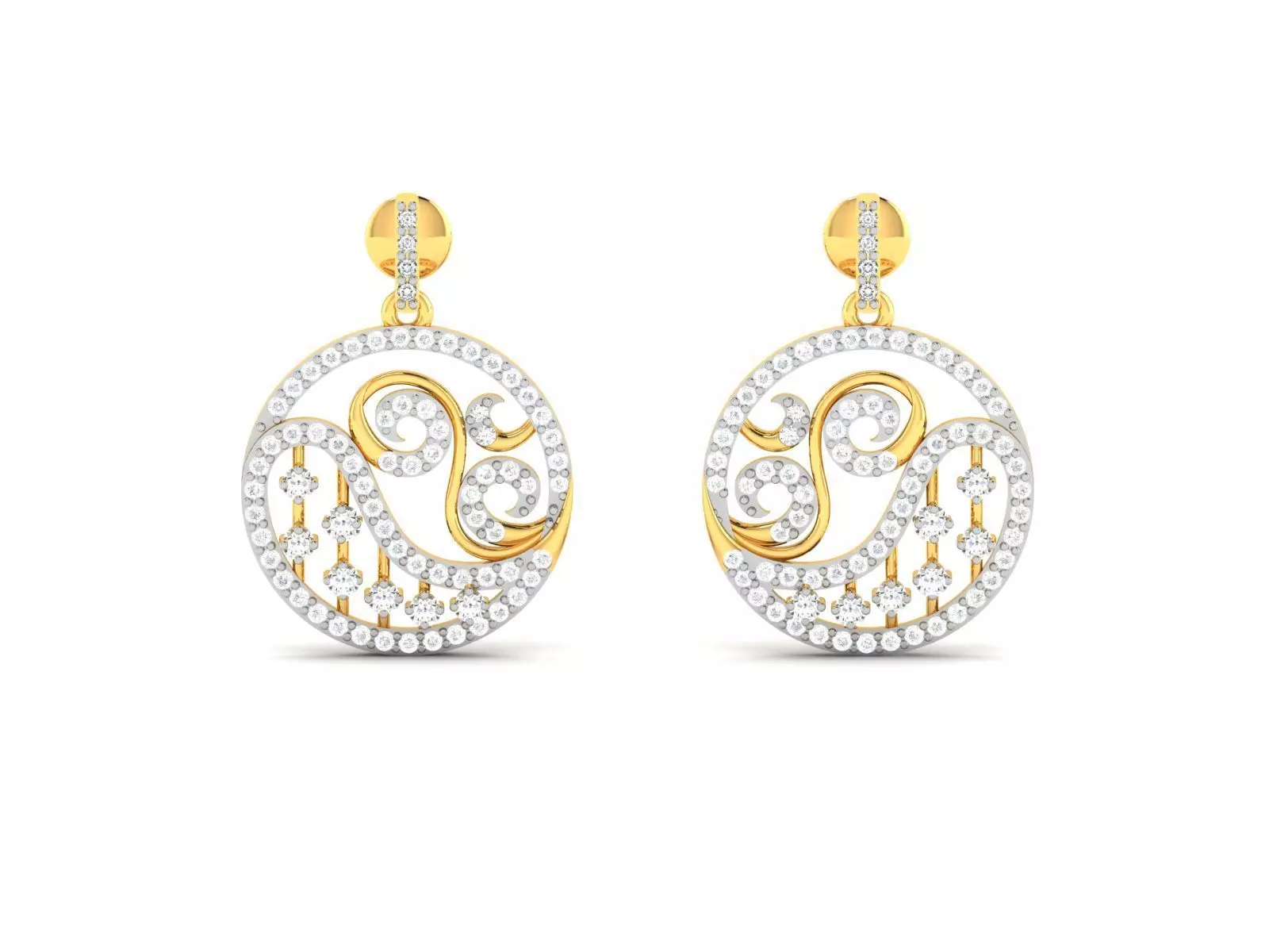 Earrings-2783 gold earring with diamonds 3D print model_0