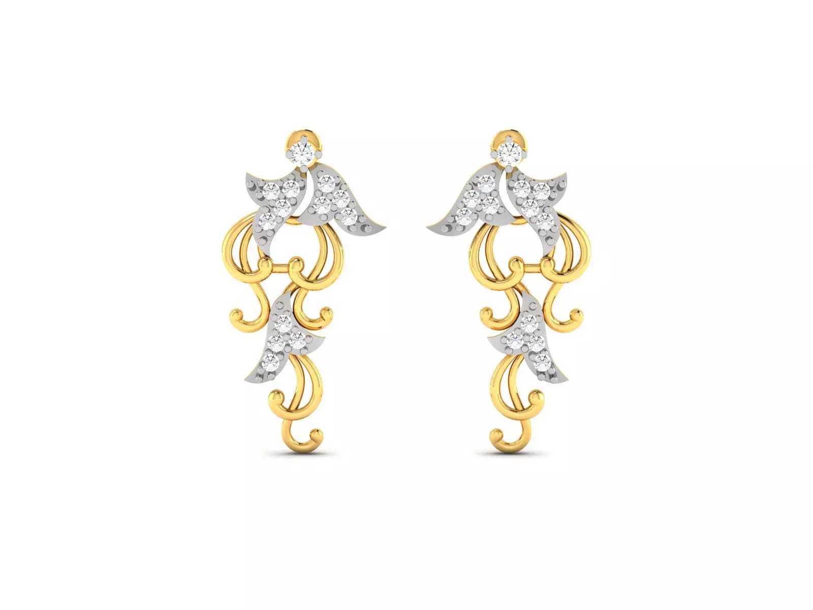 Earrings-2778 diamond earring gold 3D print model_0