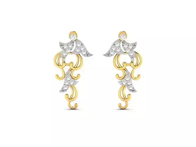 Earrings-2778 diamond earring gold 3D print model